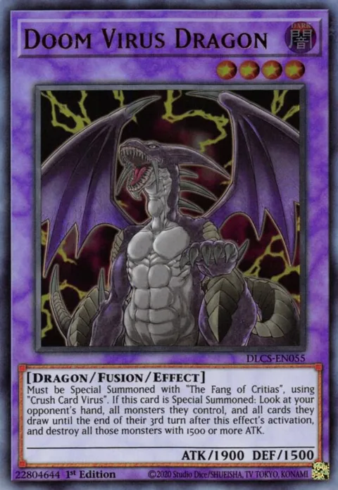 Doom Virus Dragon DLCS-EN055 Yu-Gi-Oh card from Dragons of Legend: The Complete Series
