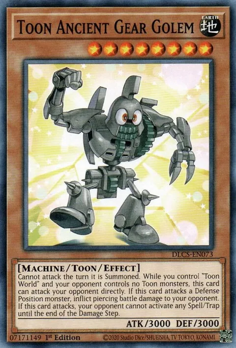 Toon Ancient Gear Golem DLCS-EN073 Yu-Gi-Oh card from Dragons of Legend: The Complete Series