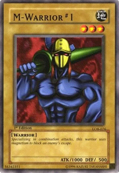M-Warrior #1 LOB-076 Unlimited Yu-Gi-Oh card from The Legend of Blue Eyes White Dragon