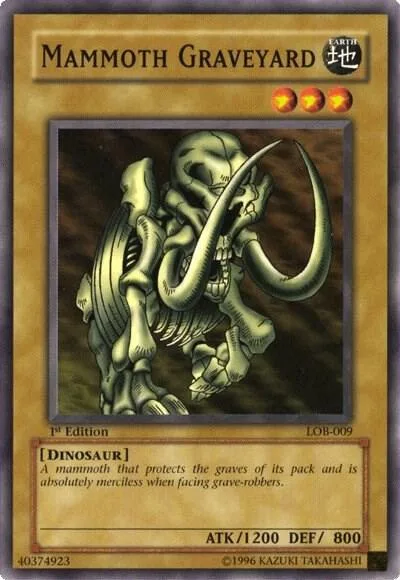 Mammoth Graveyard LOB-009 1st Edition Yu-Gi-Oh card from The Legend of Blue Eyes White Dragon