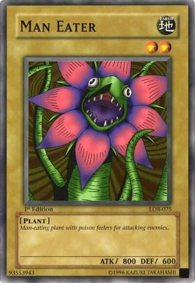 Man Eater LOB-075 1st Edition Yu-Gi-Oh card from The Legend of Blue Eyes White Dragon