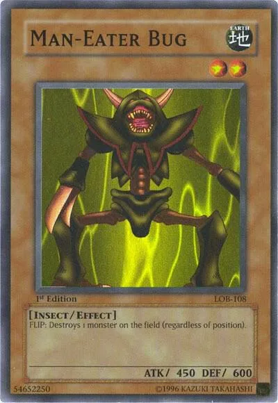 Man-Eater Bug LOB-108 Unlimited Yu-Gi-Oh card from The Legend of Blue Eyes White Dragon