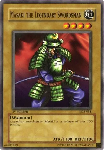 Masaki the Legendary Swordsman LOB-038 1st Edition Yu-Gi-Oh card from The Legend of Blue Eyes White Dragon