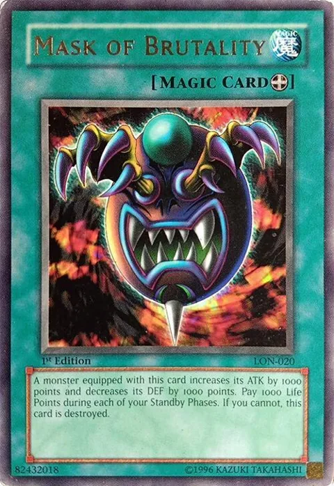 Mask of Brutality LON-020 Unlimited Yu-Gi-Oh card from Labyrinth of Nightmare