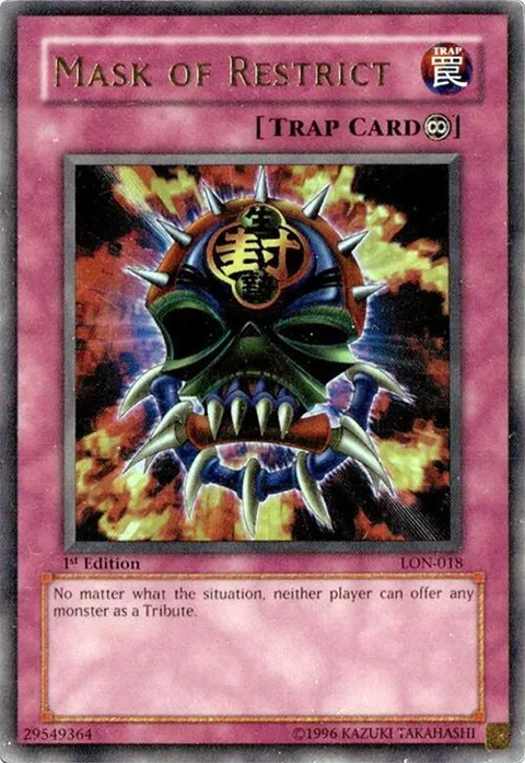 Mask of Restrict LON-018 1st Edition Yu-Gi-Oh card from Labyrinth of Nightmare
