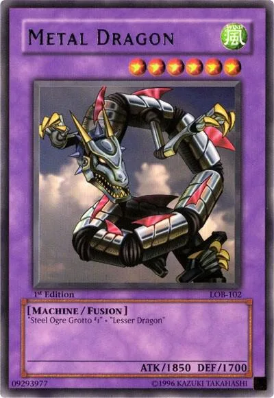 Metal Dragon LOB-102 Unlimited Yu-Gi-Oh card from The Legend of Blue Eyes White Dragon