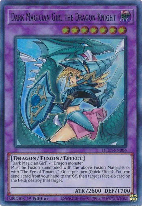 Dark Magician Girl the Dragon Knight Alt Art Green DLCS-EN006 Yu-Gi-Oh card from Dragons of Legend: The Complete Series