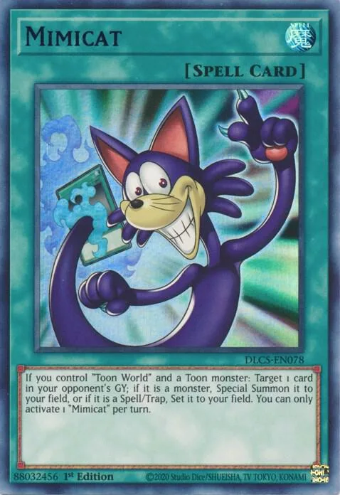 Mimicat Blue DLCS-EN078 Yu-Gi-Oh card from Dragons of Legend: The Complete Series