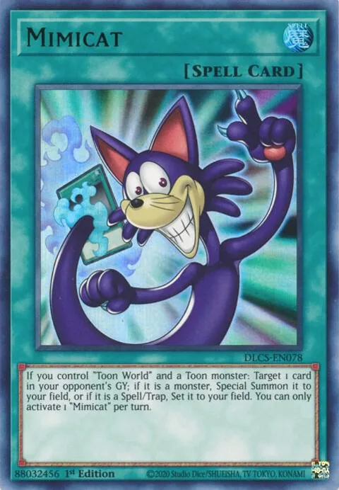 Mimicat Green DLCS-EN078 Yu-Gi-Oh card from Dragons of Legend: The Complete Series