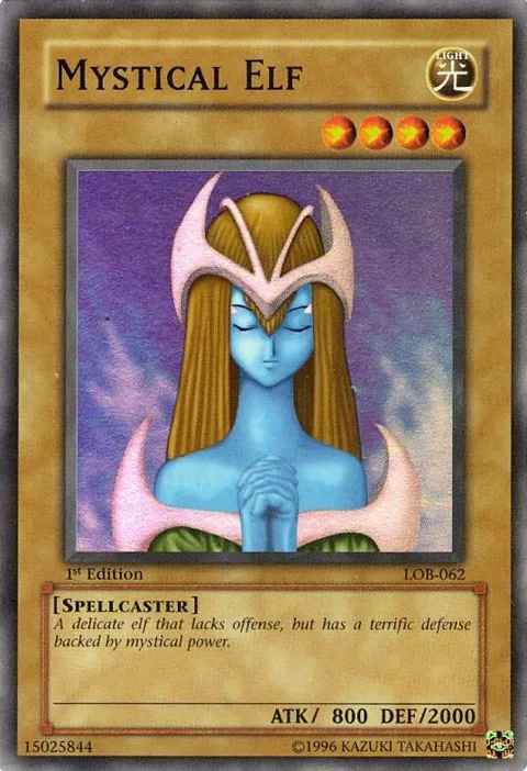 Mystical Elf LOB-062 1st Edition Yu-Gi-Oh card from The Legend of Blue Eyes White Dragon