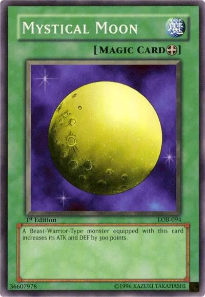 Mystical Moon LOB-094 Unlimited Yu-Gi-Oh card from The Legend of Blue Eyes White Dragon