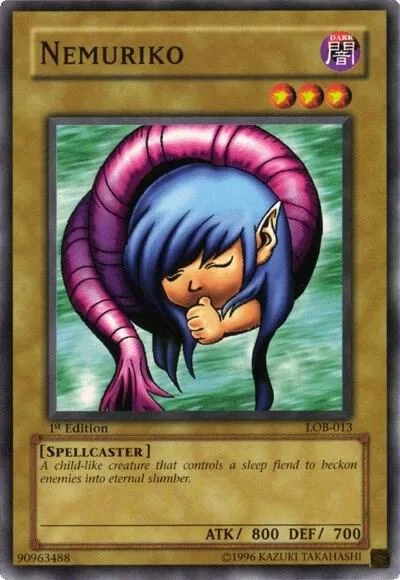 Nemuriko LOB-013 1st Edition Yu-Gi-Oh card from The Legend of Blue Eyes White Dragon