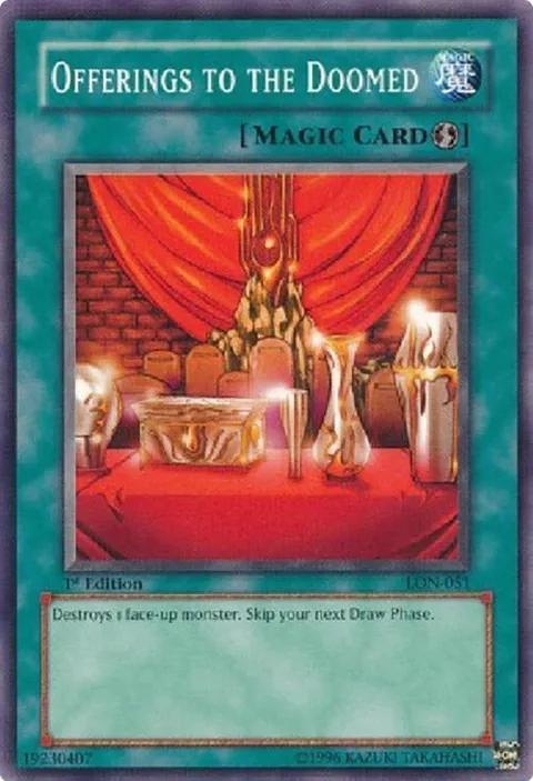 Offerings to the Doomed LON-051 1st Edition Yu-Gi-Oh card from Labyrinth of Nightmare