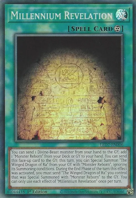 Millennium Revelation LED7-EN006 Yu-Gi-Oh card from Legendary Duelists: Rage of Ra