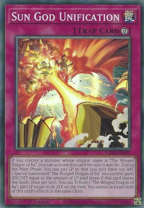 Sun God Unification LED7-EN007 Yu-Gi-Oh card from Legendary Duelists: Rage of Ra
