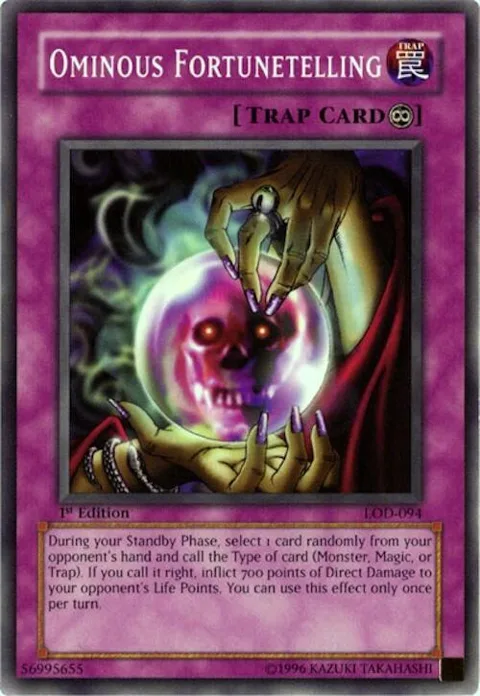 Ominous Fortunetelling LOD-094 Unlimited Yu-Gi-Oh card from Legacy of Darkness