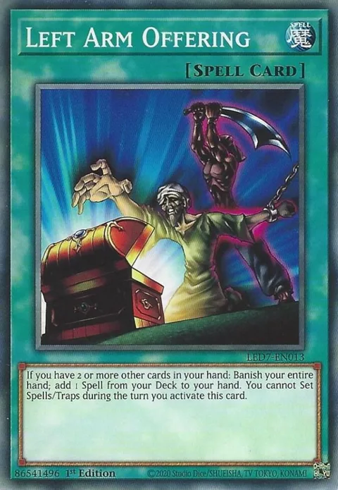 Left Arm Offering LED7-EN013 Yu-Gi-Oh card from Legendary Duelists: Rage of Ra