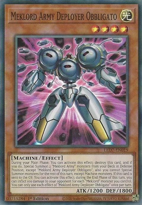 Meklord Army Deployer Obbligato LED7-EN019 Yu-Gi-Oh card from Legendary Duelists: Rage of Ra