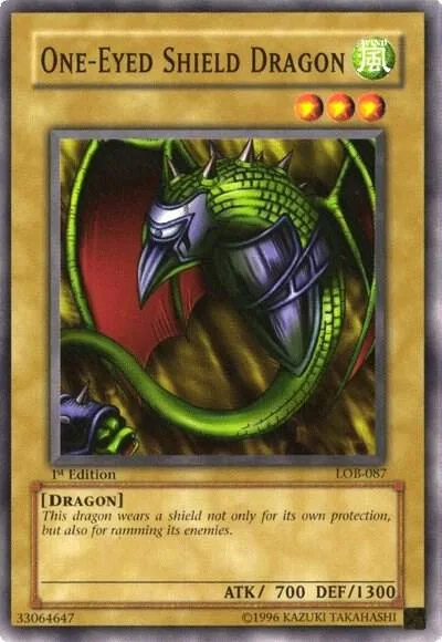 One-Eyed Shield Dragon LOB-087 1st Edition Yu-Gi-Oh card from The Legend of Blue Eyes White Dragon