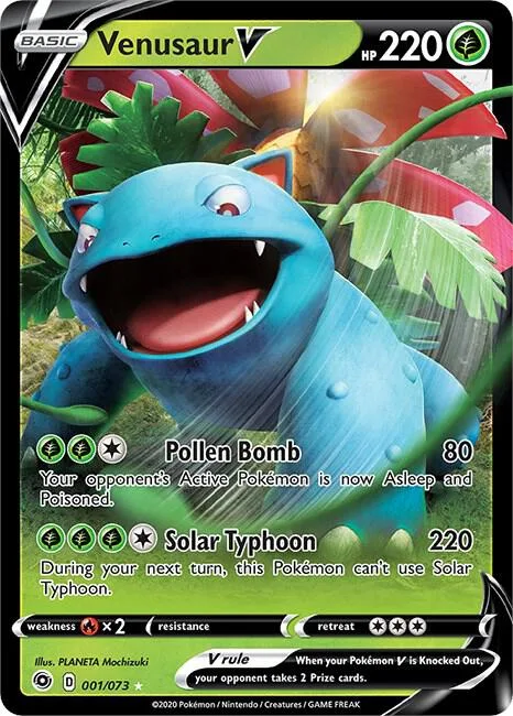 Venusaur V #01/73 Holofoil Pokémon card from Champion's Path