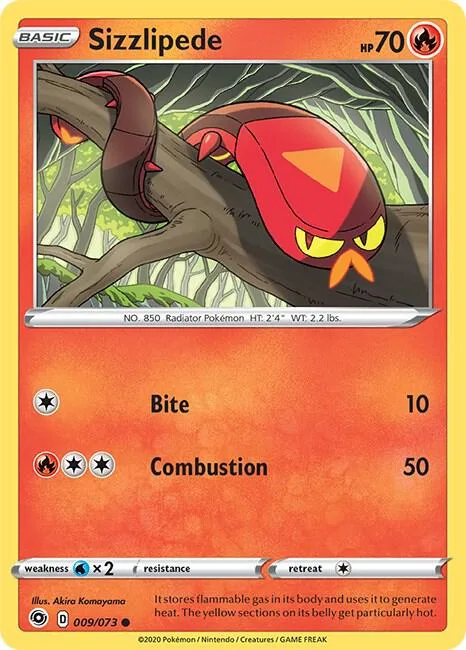 Sizzlipede #09/73 Reverse Holofoil Pokémon card from Champion's Path