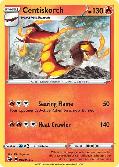 Centiskorch #10/73 Reverse Holofoil Pokémon card from Champion's Path