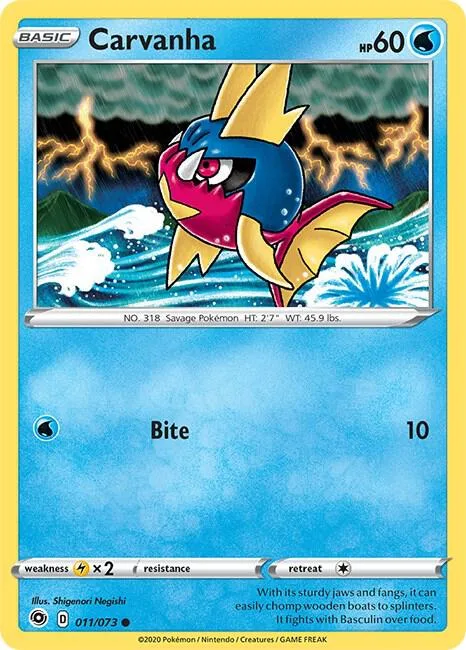 Carvanha #11/73 Pokémon card from Champion's Path