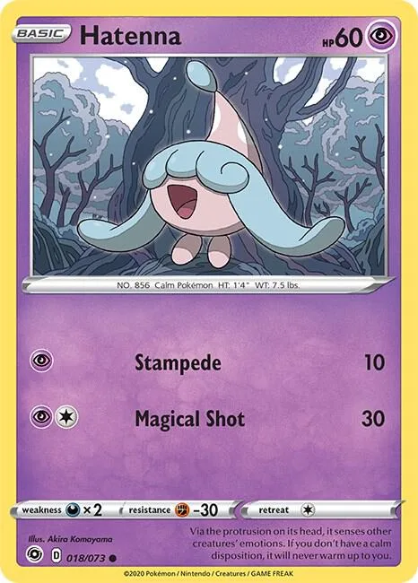 Hatenna #18/73 Reverse Holofoil Pokémon card from Champion's Path