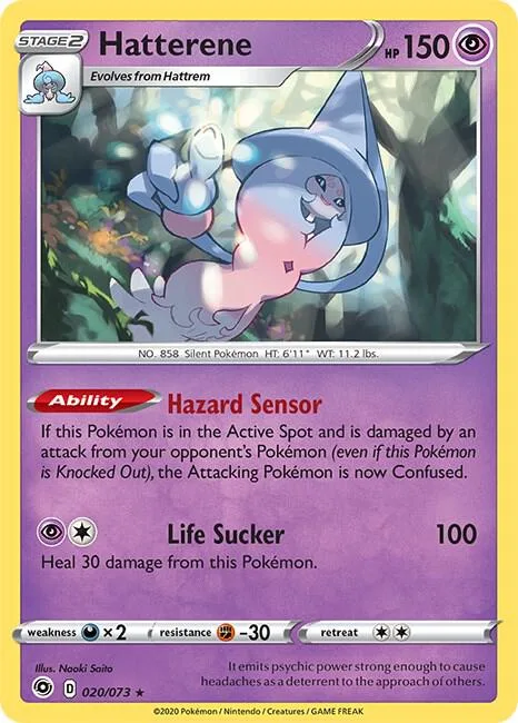 Hatterene #20/73 Holofoil Pokémon card from Champion's Path