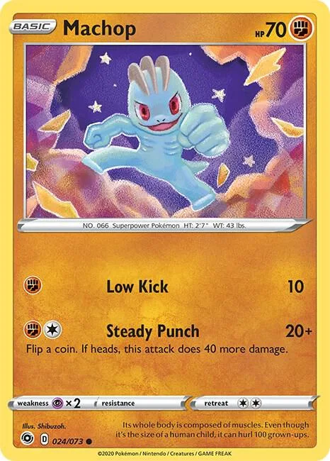 Machop #24/73 Reverse Holofoil Pokémon card from Champion's Path