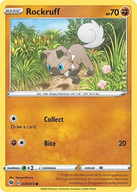 Rockruff #29/73 Reverse Holofoil Pokémon card from Champion's Path