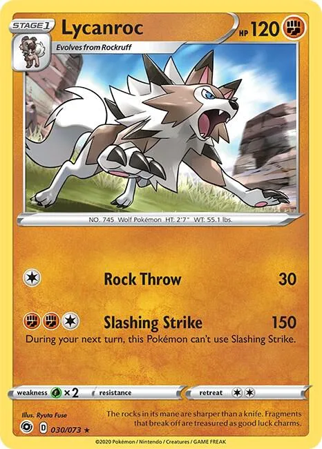 Lycanroc #30/73 Holofoil Pokémon card from Champion's Path