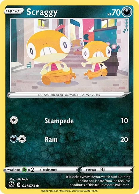 Scraggy #41/73 Reverse Holofoil Pokémon card from Champion's Path