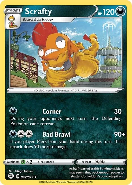 Scrafty #42/73 Holofoil Pokémon card from Champion's Path
