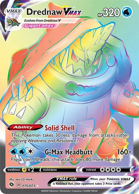 Drednaw VMAX Secret Rare #75/73 Holofoil Pokémon card from Champion's Path