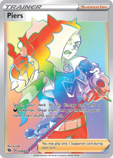 Piers Secret Rare #78/73 Holofoil Pokémon card from Champion's Path