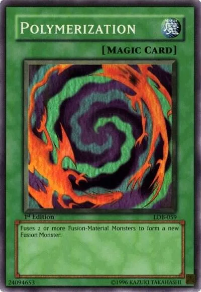 Polymerization LOB-059 1st Edition Yu-Gi-Oh card from The Legend of Blue Eyes White Dragon