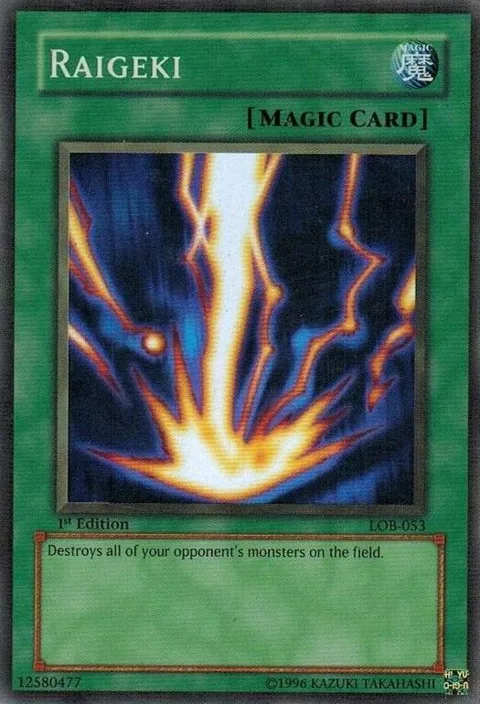 Raigeki LOB-053 Unlimited Yu-Gi-Oh card from The Legend of Blue Eyes White Dragon