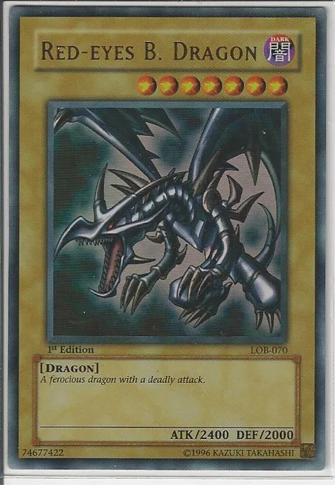 Red-Eyes B. Dragon LOB-070 1st Edition Yu-Gi-Oh card from The Legend of Blue Eyes White Dragon