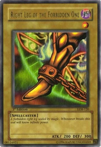 Right Leg of the Forbidden One LOB-120 Unlimited Yu-Gi-Oh card from The Legend of Blue Eyes White Dragon