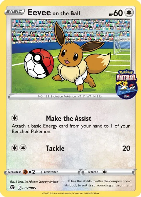Eevee on the Ball - 002/005 Pokemon Futsal #002/005 Pokémon card from Miscellaneous Cards & Products