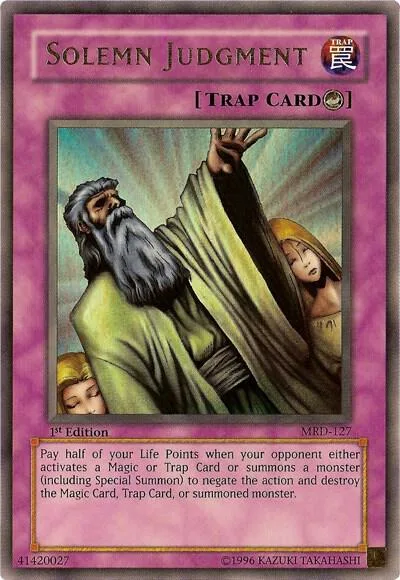 Solemn Judgment MRD-127 Unlimited Yu-Gi-Oh card from Metal Raiders