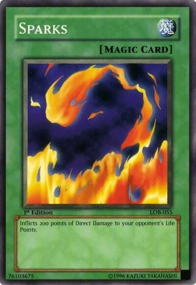 Sparks LOB-055 1st Edition Yu-Gi-Oh card from The Legend of Blue Eyes White Dragon