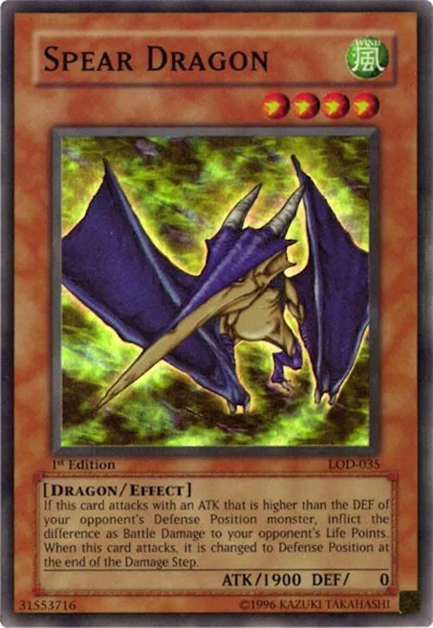 Spear Dragon LOD-035 1st Edition Yu-Gi-Oh card from Legacy of Darkness