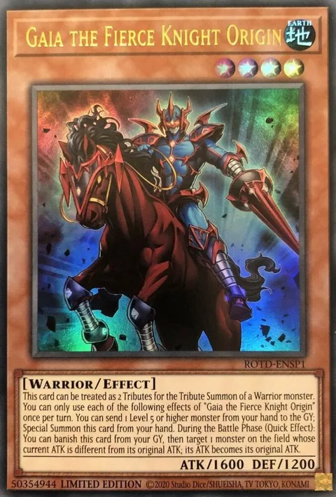 Gaia the Fierce Knight Origin ROTD-ENSP1 Yu-Gi-Oh card from Rise of the Duelist