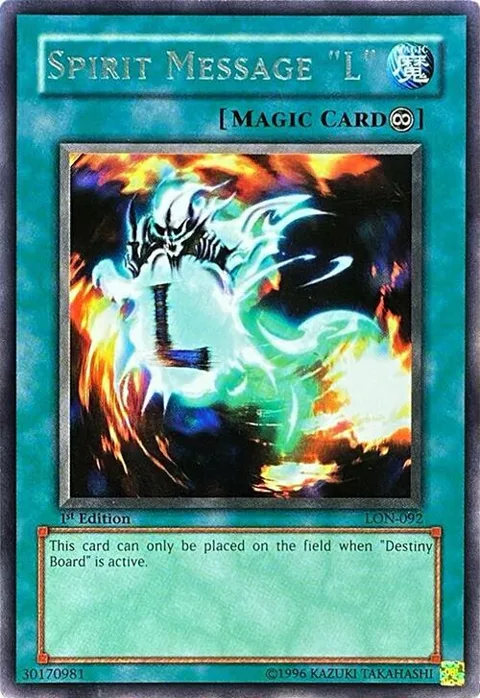 Spirit Message "L" LON-092 1st Edition Yu-Gi-Oh card from Labyrinth of Nightmare