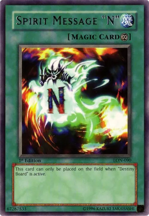 Spirit Message "N" LON-090 1st Edition Yu-Gi-Oh card from Labyrinth of Nightmare