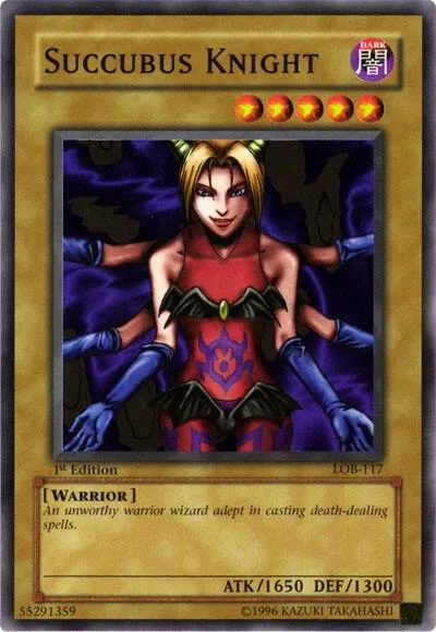 Succubus Knight LOB-117 1st Edition Yu-Gi-Oh card from The Legend of Blue Eyes White Dragon