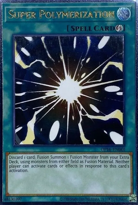 Super Polymerization Ultimate Rare OP14-EN001 Yu-Gi-Oh card from OTS Tournament Pack 14