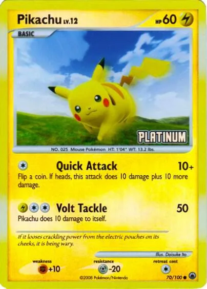 Pikachu - 70/100 [Platinum] #070/100 Reverse Holofoil Pokémon card from Burger King Promos